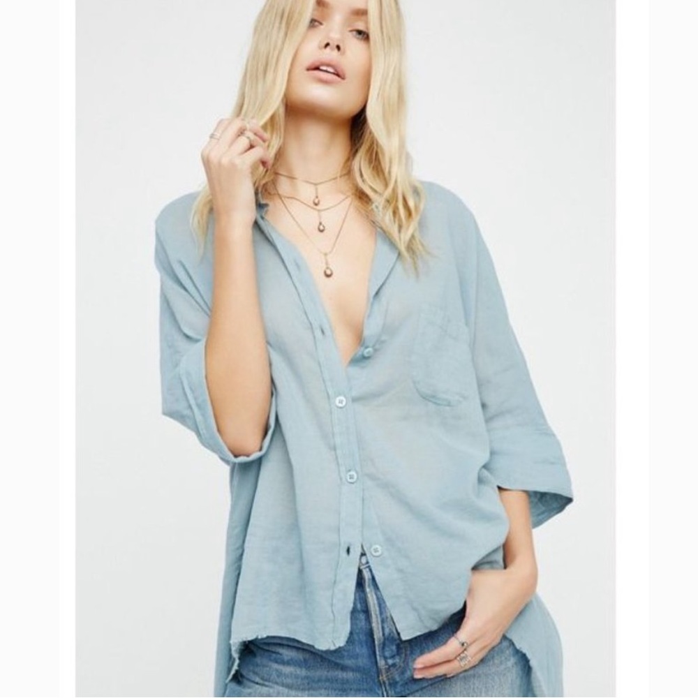 FREE PEOPLE Best of Me Waterfall Top in Blue